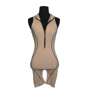 Fashion Nova Beige Sport Mode Biker Short Romper size XS